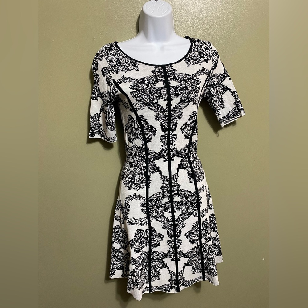 NWT Gianni Bini Black and White Sweater‎ Dress, Size XS